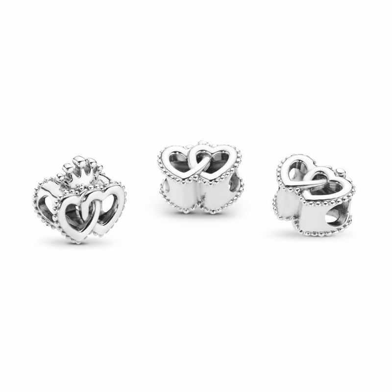 Pandora Australia United Regal Hearts Charm - Sterling Silver | OYEGZQ429